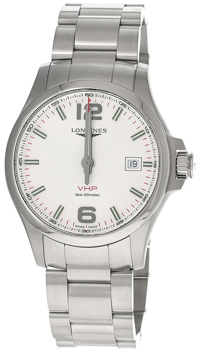 Longines Conquest V.H.P. Silver Carved Men's Watch - L3.726.4.76.6