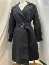 Nwt Jane Post Black Raincoat Trench Coat Removable Quilted Liner size Large
