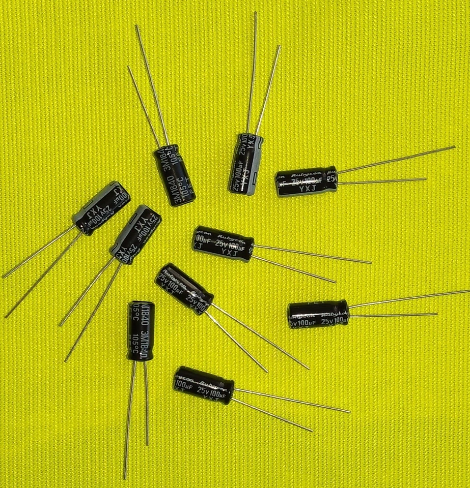 Rubycon 100uF 25V 105°C Elektrolytkondensator Radial ELKO Menge Wählbar - Bild 2 von 2