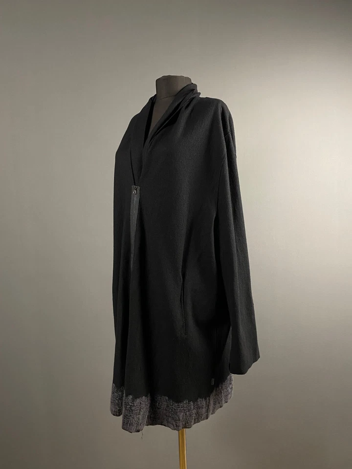 Rare OSKA Green Black Lagenlook Pure Wool Zip Pea Coat Jacket Size 5 XL - Image 4 of 4