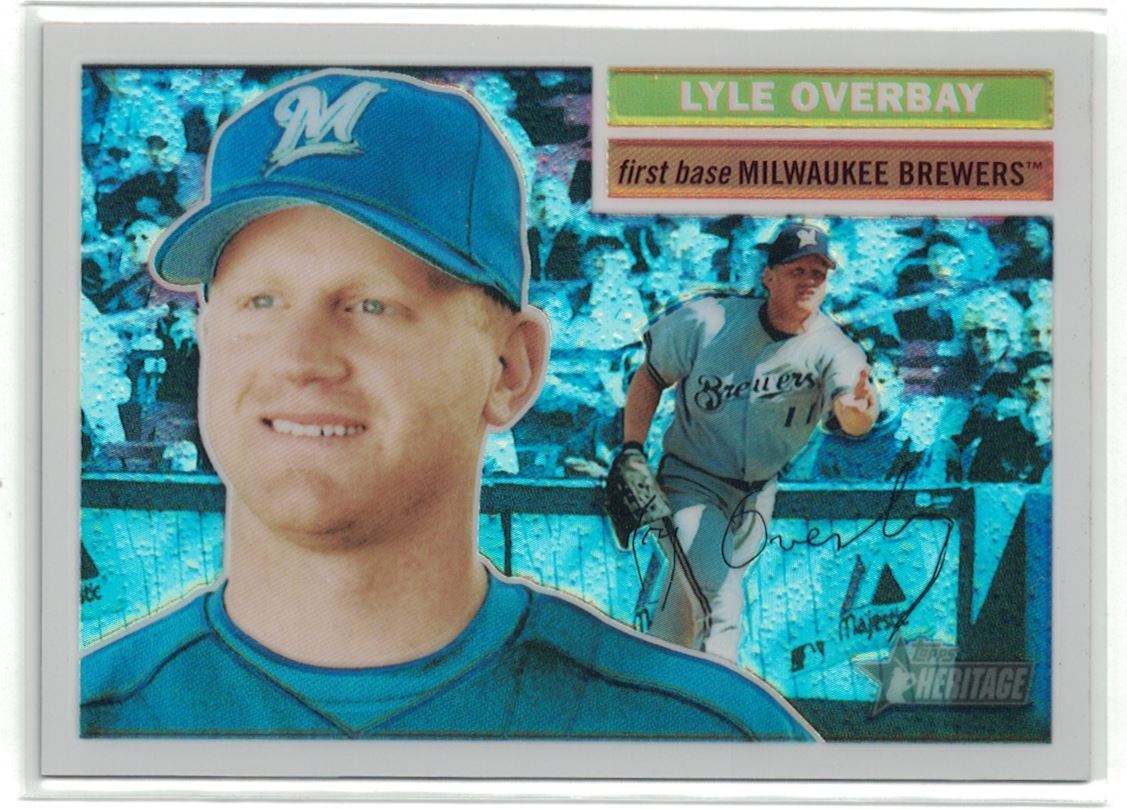 2005 Topps Heritage Chrome Refractor Lyle Overbay 92/556 Milwaukee Brewers