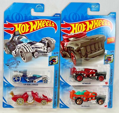 Hot Wheels Beasts Hotweiler (Rottweiler), Dragon Tur-Bone Charger Lot  of