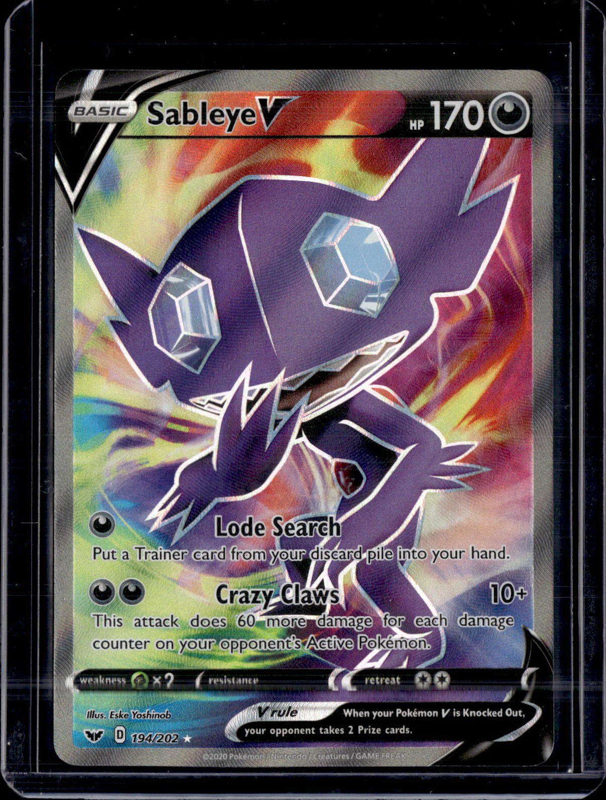 Pokemon SWSH01: Sword & Shield Base Set Sableye V (Full Art) 194/202