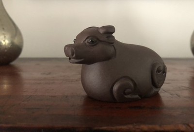 Mini Keramik Ton Kuh Skulptur Miniatur Tee Haustier