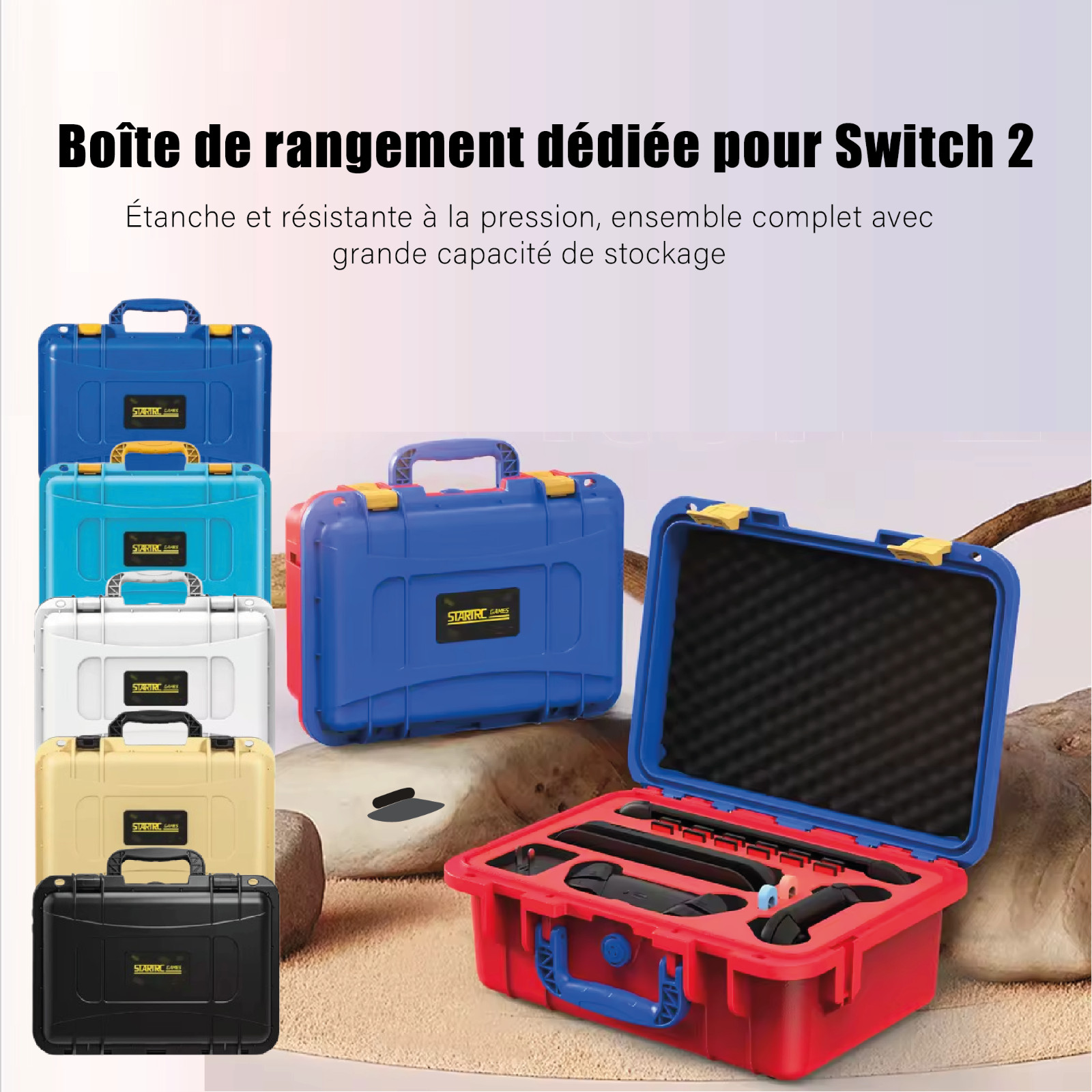 Boîtier rigide Switch 2 noir en EVA antichoc pour console de jeux