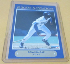 BRIAN McRAE 1992 FLEER BASEBALL ROOKIE SENSATIONS RC TRADING CARD #9 KC ROYALS. rookie card picture