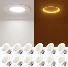 12 Pack 6 inch 5CCT LED Recessed Lighting with Night Light, 12.5W=100W, 1000L...