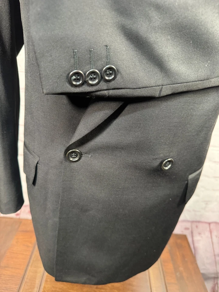 HUGO BOSS Mens Black DOUBLE-BREASTED Peak Lapel Sport Coat Blazer Jacket 42R - Image 4 of 4