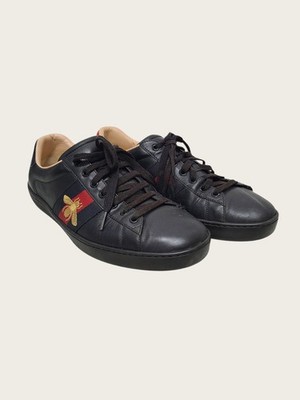 Gucci schwarze Leder Web Biene bestickt Ace Sneaker 157550679
