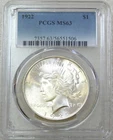 1922 Peace Silver Dollar PCGS MS63 Frosty White PQ Just Graded New Holder #Y307J