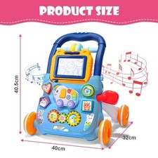Baby Activity Walker Stand Push Walk Interactive Drawing & Walking Toy Music