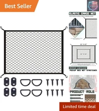 Durable Stretchable Cargo Net Organizer for Truck Bed – 32" x 24" to 63" x 43"
