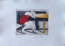 Fabio Calvetti acquaforte colorata a mano "Sono Qui" 40x30 firmata XVI/XX