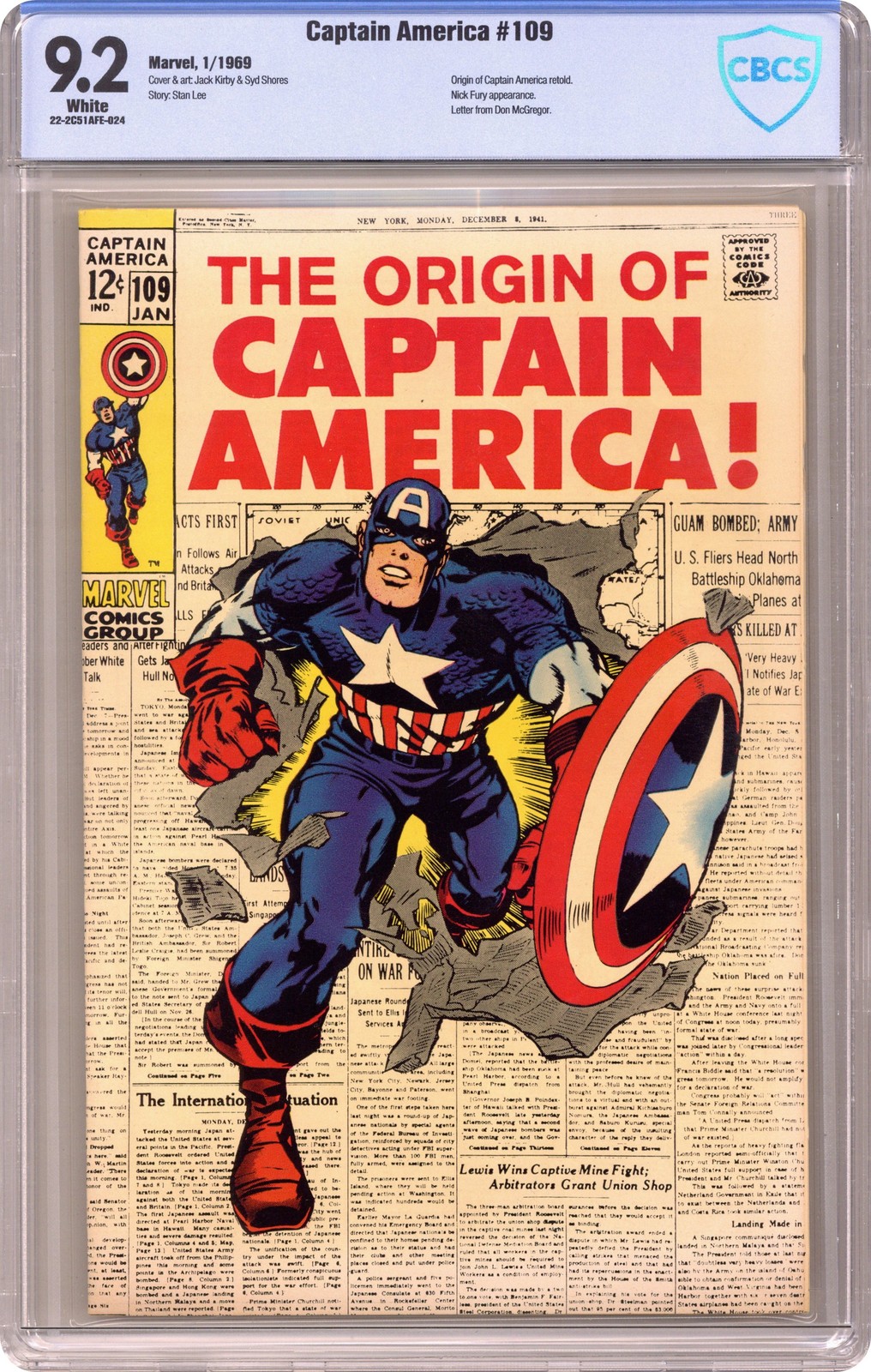 Captain America #109 CBCS 9.2 1969 22-2C51AFE-024