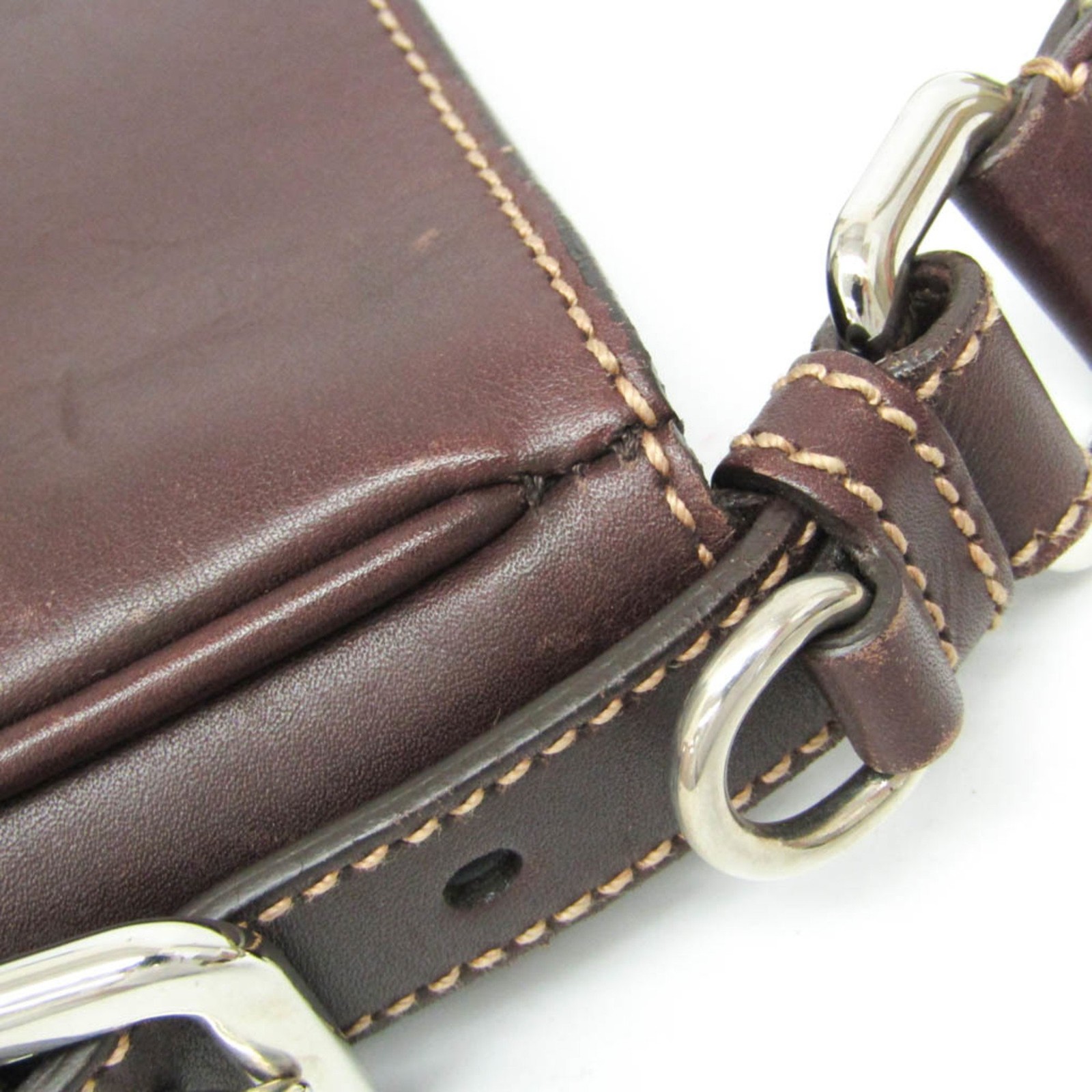 PRADA VA0649 Leather Jacquard Shoulder Bag Beige Brown Unisex USED from JP #SH thumbnail 8