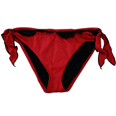 Mossimo? Red Rose Embroidered Beaded Tie Bikini Swim Bottoms *Measurements*