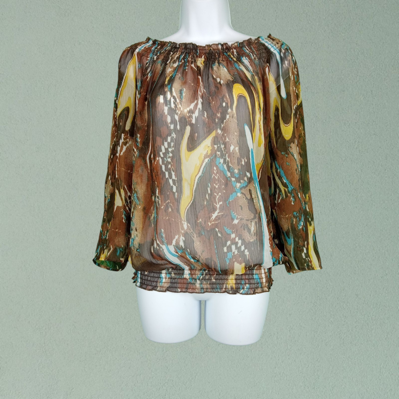 Additions by Chicos Sheer Boho Pattern Elastic He… - image 1