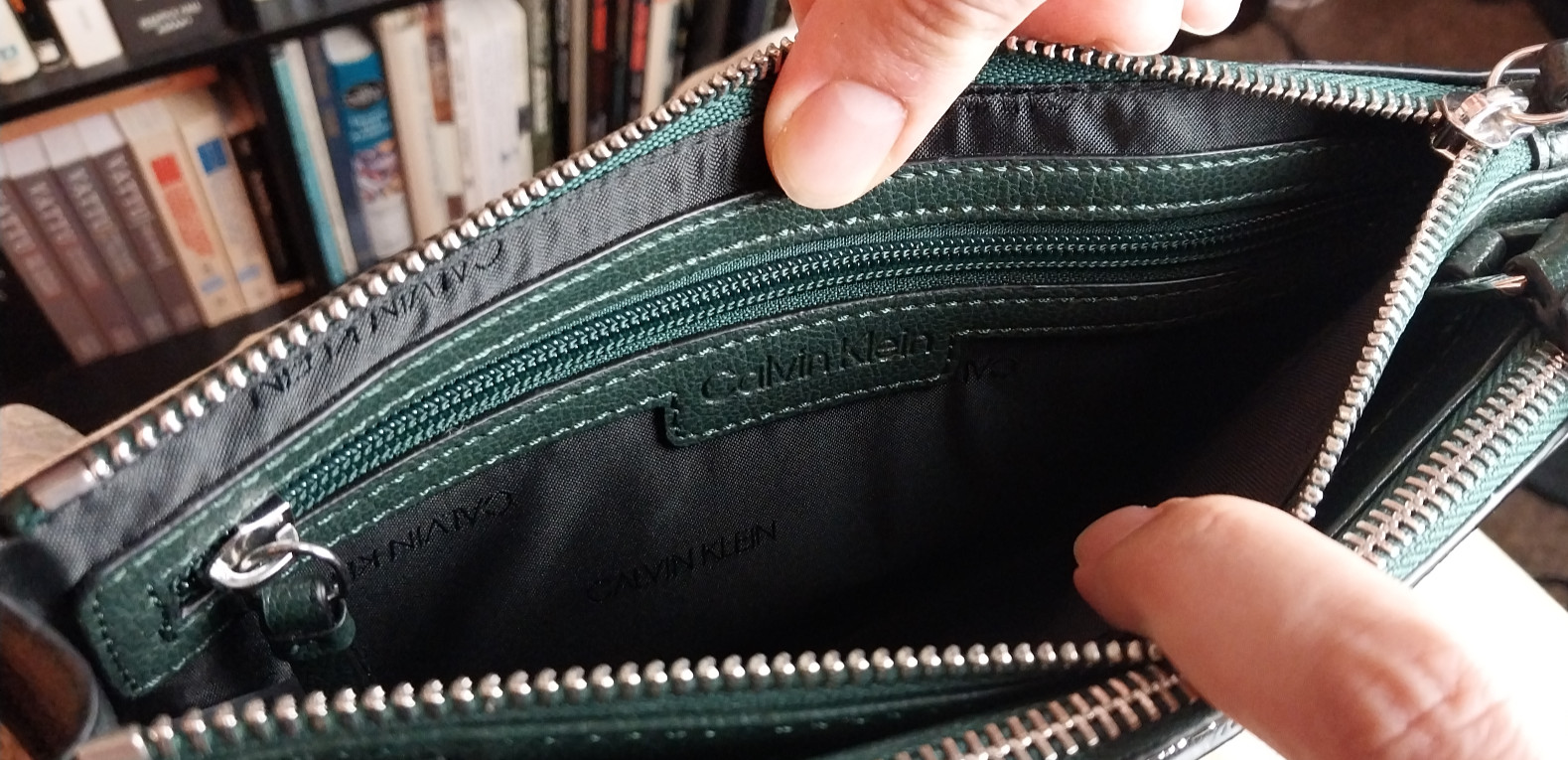 Calvin Klein Deep Forest Geen Rectangular Leather… - image 8