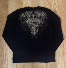 MMA Elite black thermal shirt with front and back hit, sick cross n wings design