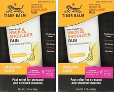 Tiger Balm Pain Relieving Cream Neck & Shoulder Vanishing Scent 1.76oz Pack of 2