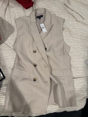 NWT Ann Taylor Cream pinstripe vest