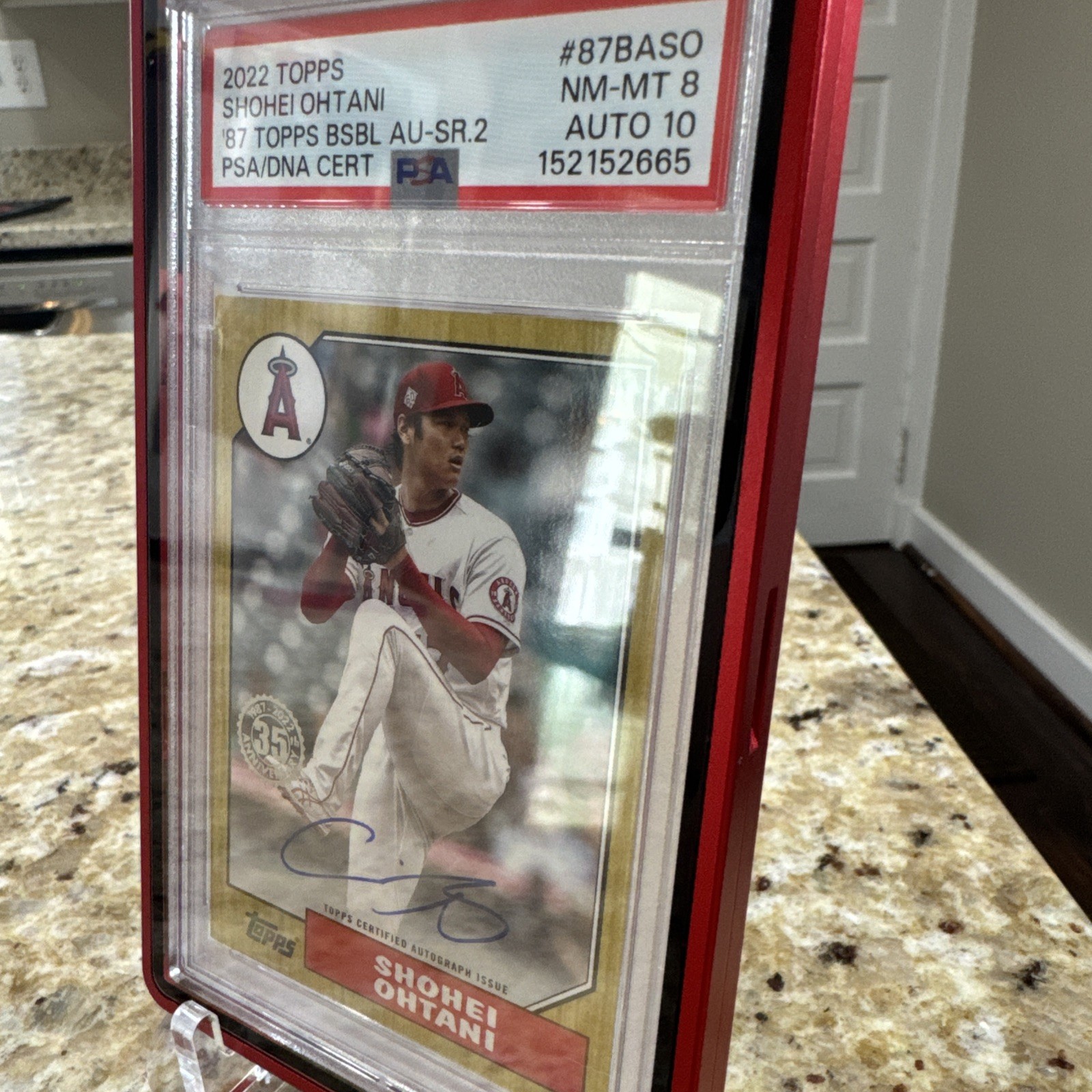 2022 TOPPS 1987 TOPPS BB AUTOS SER 2 #87BASO SHOHEI OHTANI PSA 8 WITH A 10 AUTO view 5