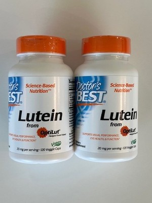 Doctor's Best, (2 Pack) Lutein with OptiLut, 10 mg, 120 Veggie Caps. 02/26