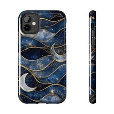 Celestial Crescent Moon Phone Case  Galaxy Waves iPhone and Samsung Case