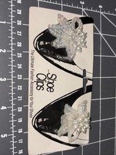 Shoe Bow Clips White Sequin Vintage NOS