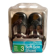 JC Penney Infant Toddler Size 3 Black Patent T-Strap Soft Sole Shoes Vintage