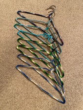  8 Vtg Handmade Yarn Wire Hangers Hombre Boho Cottage Core Granny Country