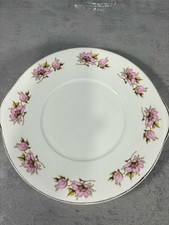 Royal Grafton Round Dessert Plate Fine Bone China White with Pink Roses
