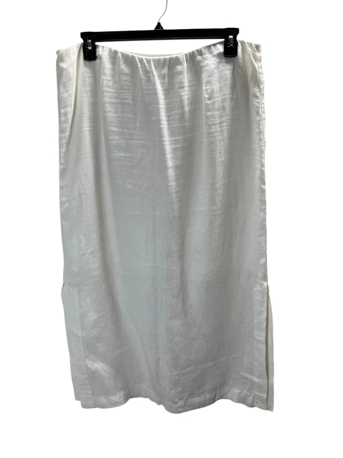 Pure Jill Skirt Women's Size Large Tall White Linen Shell Cotton Lining Midi