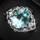 Velvety Arctic Blue Aquamarine Pear 2.70Ct 925 Sterling Silver White Gold Rings