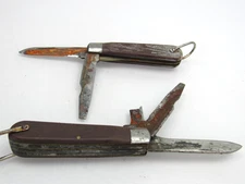 2 Vintage M Klein Sons Electricians Lineman Pocket Knife 2 3 Blade Lot USA