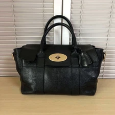 Mulberry Bayswater Flap Tote Bag Leather Black Medium Pre-owned Authentic