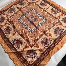 Vintage All 100 Acetate 25.5" x 25.5" made in Japan Scarf Fall Autumn Japanese