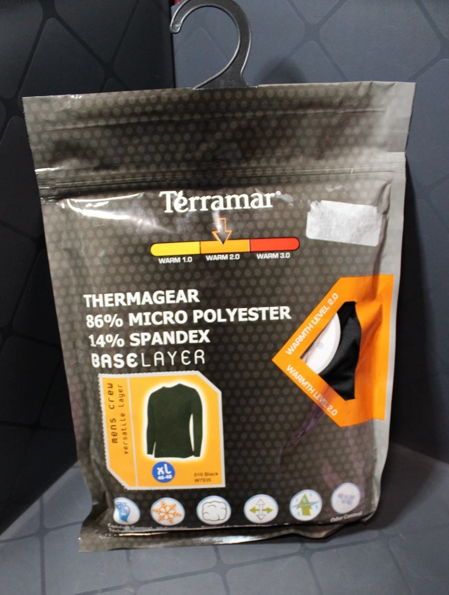 Terramar Men's Black Thermagear 2.0 Midweight Base Layer Shirt Size XL NEW