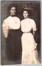 Antique RPPC Postcard Two Women Edwardian Fashion 1910s