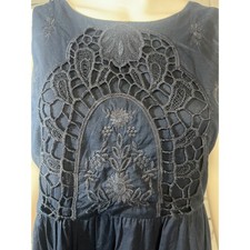 Ann Taylor LOFT Navy Blue Crochet Lace Embroidered Sleeveless Dress Size 2