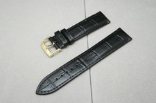 18mm OEM Authentic OMEGA Black Leather Watch Strap with Gold Buckle