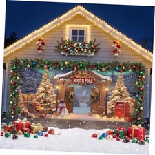 7 x 16 ft Christmas Garage Door Cover Decoration, Christmas Banner North Pole