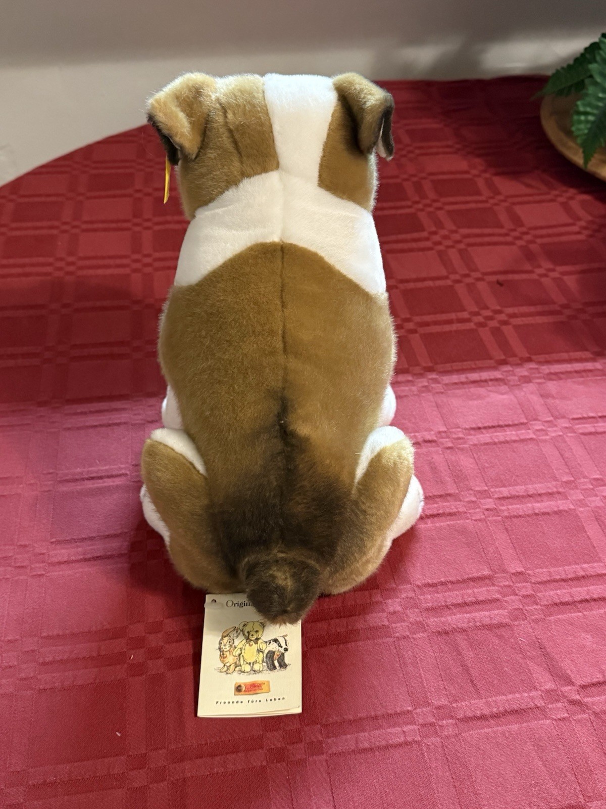 Rare Steiff “Snobby” Bulldog Germany Yellow Ear Tag & Button 10” Plush NWT New