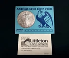 1998 American Silver Eagle 1oz .999 Fine Silver BU in Littleton Holder, Toner
