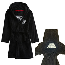 GAP Star Wars Darth Vader Hooded Fleece Robe Kids 6 Black Cozy Winter Sleepwear