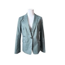 Banana Republic Herringbone Teal Brushed Viscose Single Breast Blazer sz 8 NWT