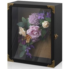 Large 11x13 Deep Shadow Box Frame - Black Wooden Display Case for Keepsakes  Bo