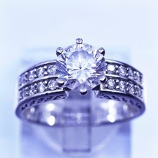 Size 6.5, vintage Sterling 925 silver handmade engagement ring with cluster Cz