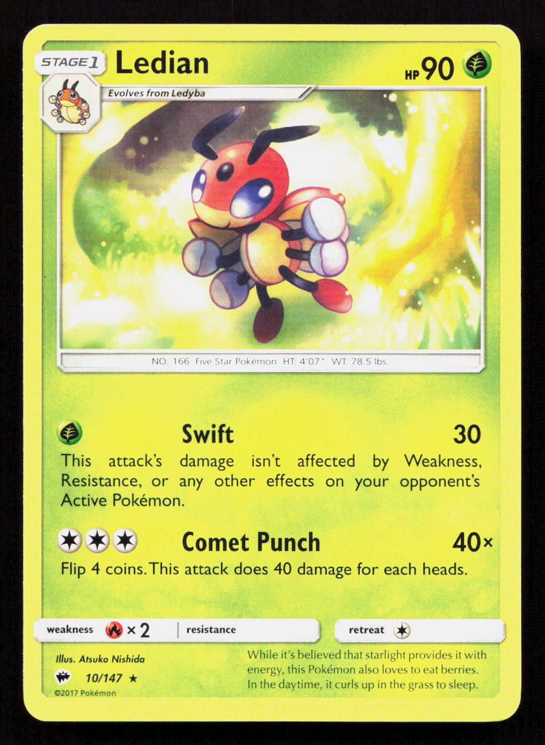 LEDIAN 10/147 Pokemon BURNING SHADOWS