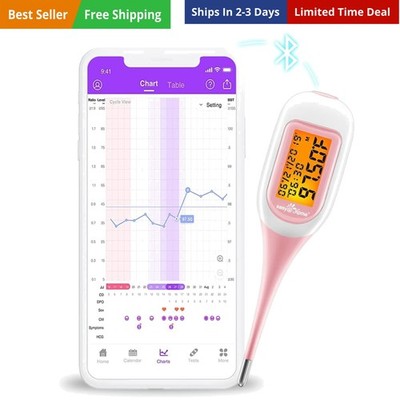 Smart Basal Thermometer for Women: Digital BBT Auto Sync with Premom App - La...